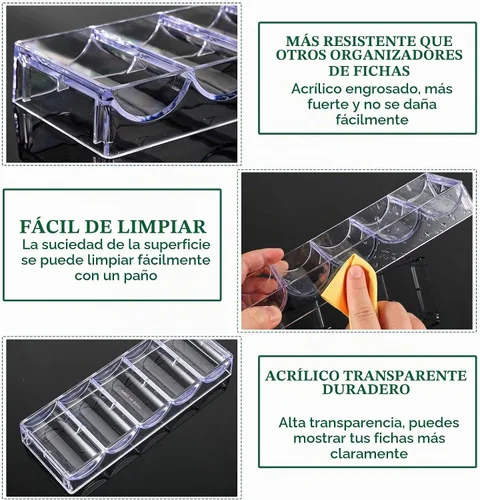 Vista 3 de Yulejo 10/15/20 Pack Poker Chip Trays Acrylic Poker Chip Rack