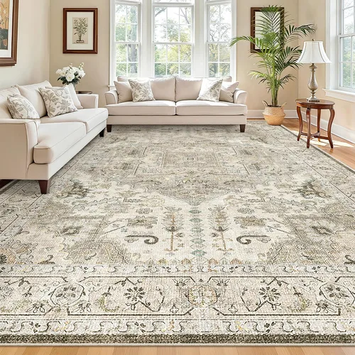 Vista 198 de Madane Alfombra lavable de 2 x 3 pies, alfombra de entrada pequeña, antideslizante, vintage, para entrada interior, alfombra de pelo bajo