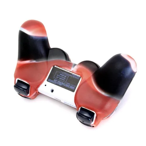 Vista 4 de LNIMI Skin Cover Protective Silicone Case for PS2 PS3 Controller - Black+red