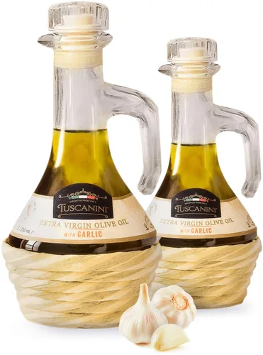 Vista 7 de Tuscanini Aceite de oliva virgen extra con infusión de ajo, 8.5 fl oz, importado de Italia, prensado en frío, sabor lujoso, todo natural, sin OMG