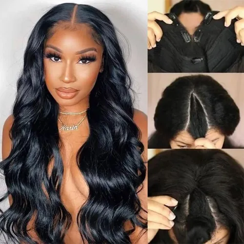 Vista 27 de UNICE - Pelucas de cabello humano con cierre de encaje HD de 5 x 5, con mezcla Blendaway, sin pegamento, onda corporal, con cordón de ajuste