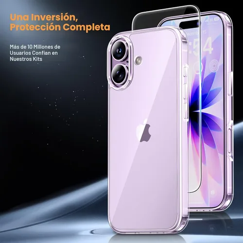 Vista 3 de TAURI Funda para iPhone 17, antiamarilleamiento con protector de pantalla, protección de grado militar, a prueba de golpes, delgada para iPhone 17