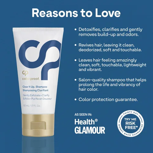 Vista 4 de Colorproof Clear It Up - Champú aclarante de 1.7 onzas líquidas, champú de tamaño de viaje para cabello teñido con aroma a coco y hierba de limón