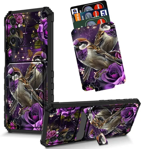 Vista 90 de Funda para Galaxy S21 FE 5G 2022 con soporte, funda de doble capa de policarbonato duro de TPU suave, estampado de vaca, estampado animal