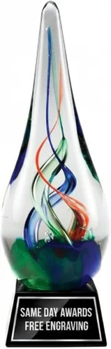 Vista 5 de Premio de Vidrio Artístico Soplado a Mano – Premio Elegante con Grabado Personalizado para Corporativo, Deportes, Jubilación, Reconocimiento