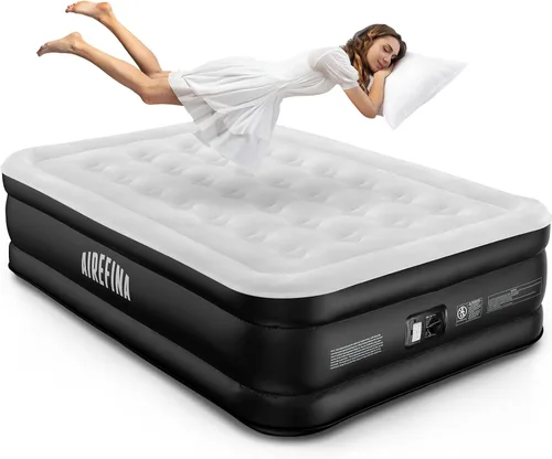 Vista 15 de Airefina Colchón de aire Queen con bomba incorporada, colchón inflable elevado cómodo con bolsa de transporte, cama de aire probada de fugas de 48