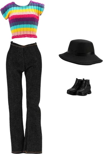 Vista 3 de Ropa de muñeca, 5 conjuntos de trajes de primavera pantalones cortavientos sombrero para muñecas de 11.5 pulgadas, accesorios estilo aleatorio (B)