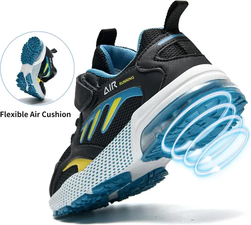 Vista 5 de Jinta Shoes Zapatos deportivos para niños y niñas, tenis deportivos, gimnasio, correr, correr, Azul