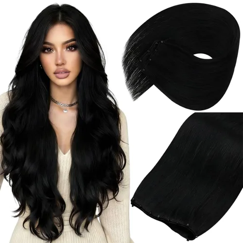 Vista 16 de Sunny Hair Trama doble negra del negro de las extensiones del pelo humano