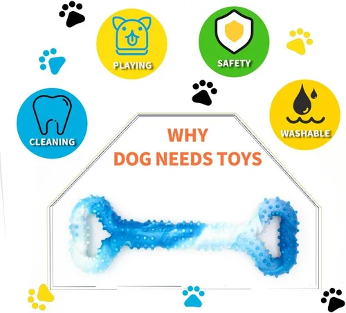 Vista 3 de Juguetes para perros para masticadores agresivos, juguetes grandes para perros con diseño convexo, juguete de goma natural para perros enérgicos
