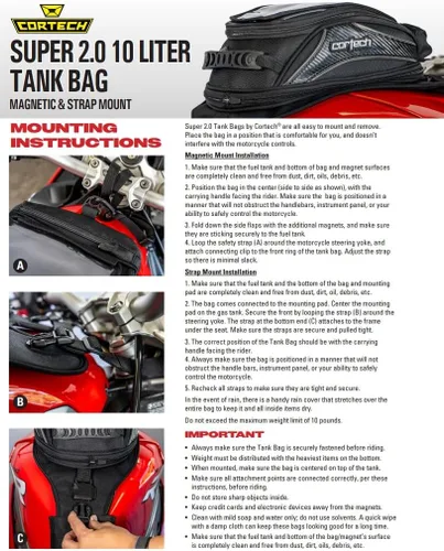 Vista 5 de Cortech Super 2.0 10-Liter Bolsa de Tanque para Motocicleta