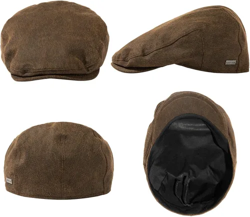 Vista 7 de TOP-EX Gorra plana impermeable UPF 50+ para hombre, talla XL/XXL Café (algodón encerado impermeable)