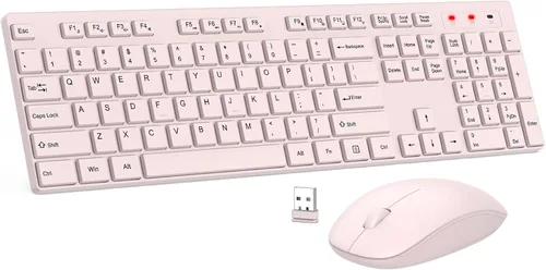 Vista 10 de Combo de teclado y mouse inalámbrico, EDJO, teclado y mouse USB inalámbrico silencioso de tamaño completo, 2.4GHz sin retraso, larga duración