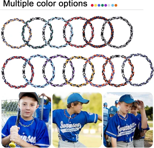Vista 3 de Willtok Collar de béisbol prémium de 18 pulgadas con cuerda trenzada de nailon con diseño Tornado