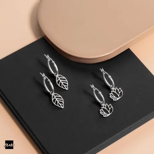 Vista 4 de Amberta Pendientes de aro colgantes de plata de ley 925 para mujer