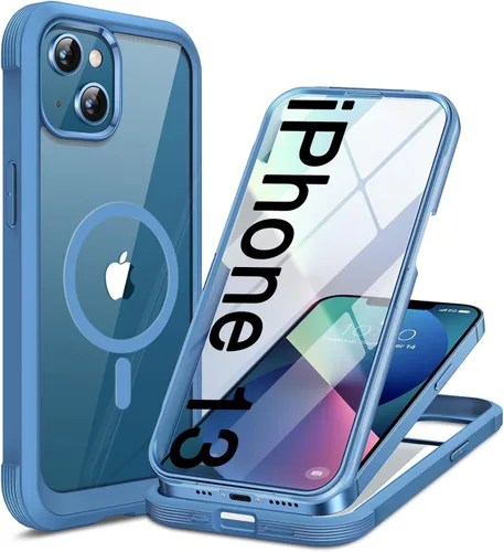 Vista 116 de Miracase - Funda magnética para iPhone 13 Pro Max de 6.7 pulgadas (compatible con MagSafe), transparente, completo, protector de pantalla de vidrio