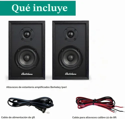 Vista 9 de Electrohome Berkeley - Altavoces estéreo 2.0 con amplificador integrado y controladores de 3 pulgadas para tocadiscos, TV, PC y transmisión