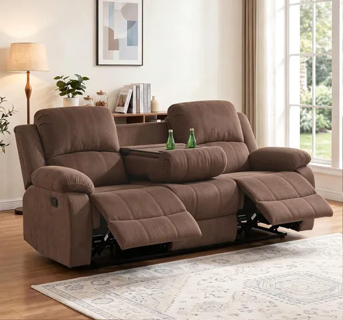 Vista 25 de Juego de sofá reclinable de 2 piezas, sofá reclinable de tela y sofá biplaza para sala de estar, sofá reclinable azul para sala de estar, oficina