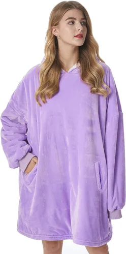 Vista 10 de Felicigeely Blanket Hoodie Wearable Blanket Sweatshirt Oversized Hooded Blanket Sweater Gift for Women