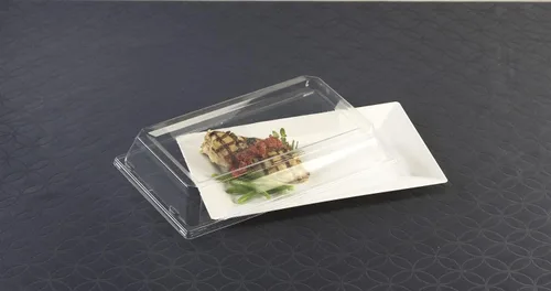 Vista 3 de Zappy 10 bandejas rectangulares de 13 x 8.5 pulgadas con tapas, recipientes de plástico con tapas, bandejas rectangulares blancas Blanco