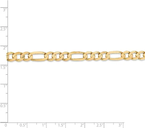 Vista 4 de Collar de cadena Figaro abierto cóncavo de oro amarillo macizo de 14 quilates de 0.236in, con cierre de mosquetón seguro, Metal