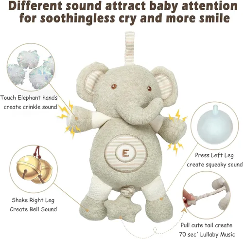 Vista 3 de COTTONEBEBE Juguetes para Bebés, Juguete de Peluche con Música de Nana para Bebés Infantes de 0 3 6 12 a 36 Meses Niño y Niña, Regalo Ideal