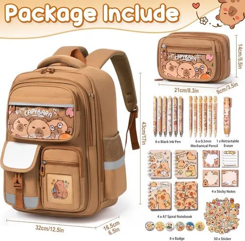 Vista 2 de Fimibuke Mochila escolar para niños y niñas, bonita mochila para niños pequeños, suministros escolares con bolsa para libros, estuche para lápices