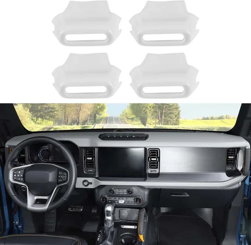 Vista 16 de Jimen Compatible con Ford Bronco 2021-2023, 4 piezas de cubierta de botón de ajuste de ventilación de aire de consola central (azul)