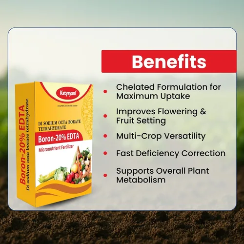 Vista 4 de Katyayani Fertilizante de micronutrientes de boro al 20% (EDTA) para corregir la deficiencia de boro en suelos y cultivos (400 gm x 1) (0.8 lb)
