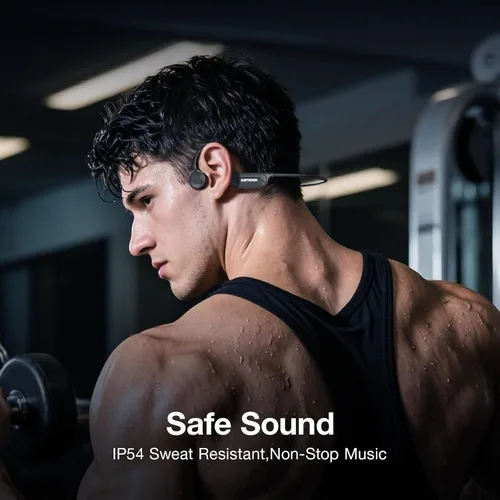 Vista 7 de Auriculares de conducción ósea, auriculares inalámbricos Bluetooth 6.0 con micrófono, IP56 impermeables para correr, 10 horas de reproducción