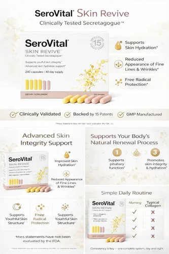Vista 4 de Serovital Skin Revive – Suplemento antienvejecimiento para mujeres – Apoya la hidratación de la piel, la energía, la salud inmune y la reducción