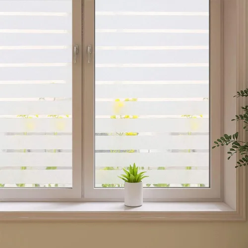 Vista 8 de Película esmerilada de 2/4 rayas para ventana, calcomanía de privacidad para ventana, calcomanías decorativas de vinilo para ventana, protección UV