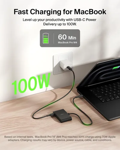 Vista 4 de Belkin Connect Hub USB C de 4 Puertos - Adaptador Multipuerto Dongle con 4 Puertos USB C 3.2 Gen 2 - Transferencia de Datos de Alta Velocidad de 10G