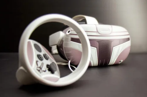 Vista 2 de Arlon Graphics, Adhesivo completo para casco espacial para Oculus Quest 2 Adhesivo de vinilo protector para cubierta de accesorios, color gris