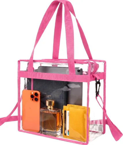 Vista 9 de Handy Laundry Bolsa transparente de 12 x 6 x 12 pulgadas, aprobada para estadios, con cierre superior y correas para el hombro, para trabajo Negro