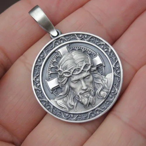 Vista 4 de Jesus Christ Pendant Sterling Silver 925 Religious Handmade Jewelry