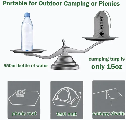 Vista 6 de AYAMAYA Tent Footprint, PU 3000 Waterproof Tent Ground Cloth Large Size for 2-8 Person Family Camping Tents Ground Sheet Mat with 6 Tent Stakes for