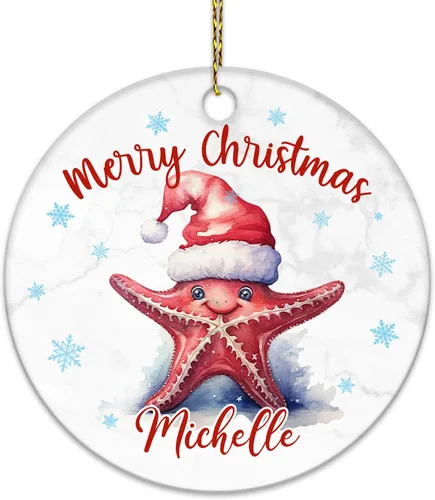 Vista 11 de Hyturtle Adorno de Navidad personalizado para los amantes de los ajolotes – Adorno de cerámica con nombre personalizado de Feliz Navidad – Lindo