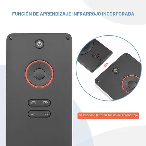 Vista 5 de Rii K06 Mini teclado Bluetooth, teclado inalámbrico retroiluminado de 2.4GHz con aprendizaje IR, portátil con panel táctil, compatible con Amazon
