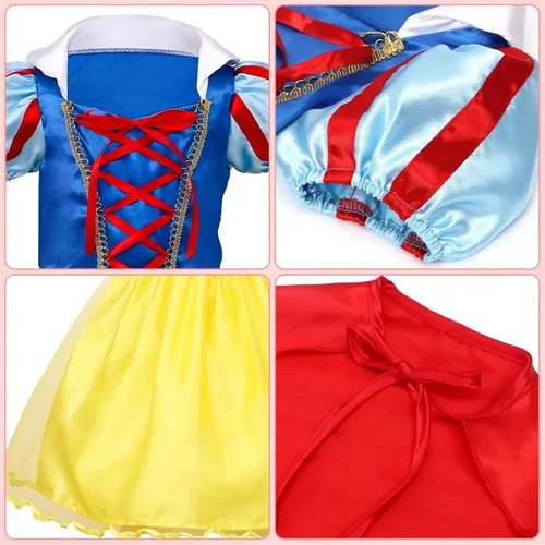 Vista 3 de Latocos Disfraz de princesa para niñas, paños de vestir para niña pequeña con accesorios para peluca, cumpleaños, Halloween, cosplay