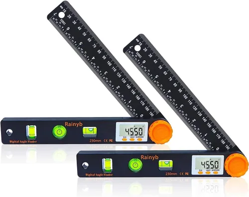 Vista 8 de Rainyb Herramienta de Búsqueda de Ángulo Digital de 7 Pulgadas 0-360 Grados con Transportador Digital LED, Niveles de Burbuja Horizontales