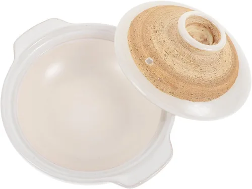 Vista 3 de Olla de arcilla japonesa Donabe de 8 pulgadas de cerámica esmaltada para cocinar arroz Donabe multiusos para cocina casera