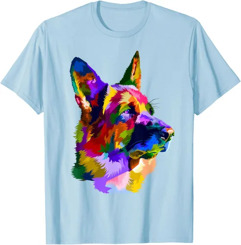 Vista 113 de Camiseta con retrato de pastor alemán para dueños de perros, Negro, S