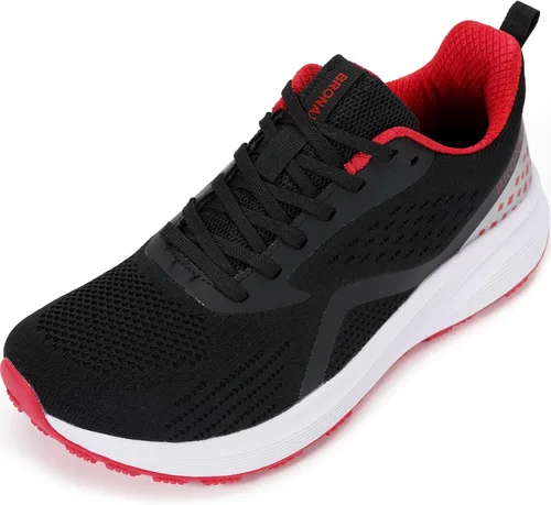 Vista 11 de BRONAX Zapatos de correr anchos acolchados y de soporte para carretera para hombre Puntera ancha Suela de goma Negro