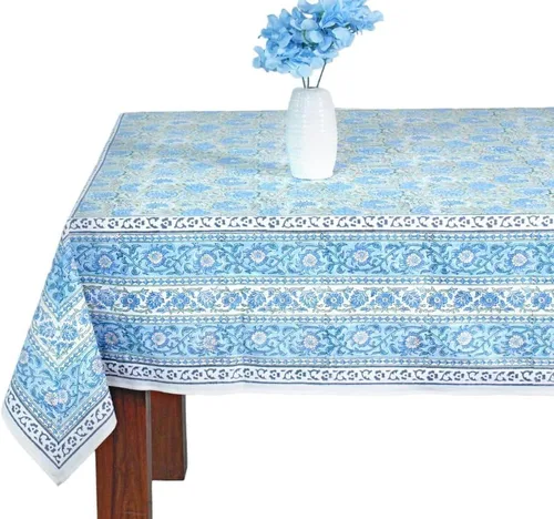 Vista 75 de Ridhi Mantel rectangular con estampado de bloque de mano verde espárragos Espárragos Verde Gadd