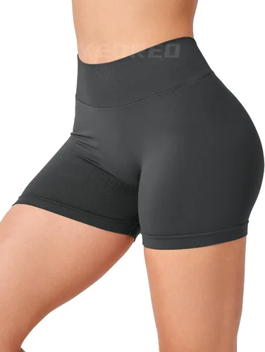 Vista 4 de YEOREO Pantalones cortos de entrenamiento para mujer, espalda en V, pantalones cortos de gimnasio con levantamiento de glúteos, pantalones cortos