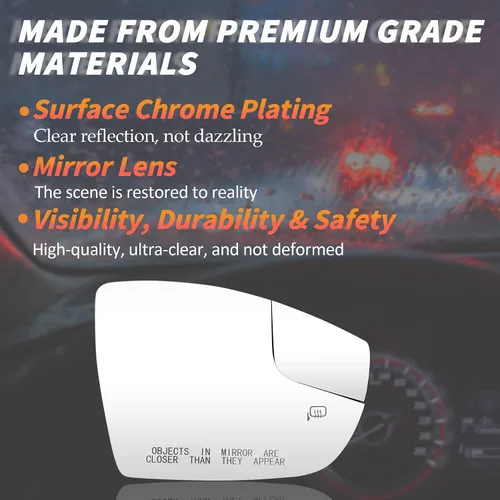 Vista 6 de Espejo convexo con calefacción lateral derecho del pasajero para Ford Focus 2012 2013 2014 2015 2016 2017 2018 reemplazo de visión trasera