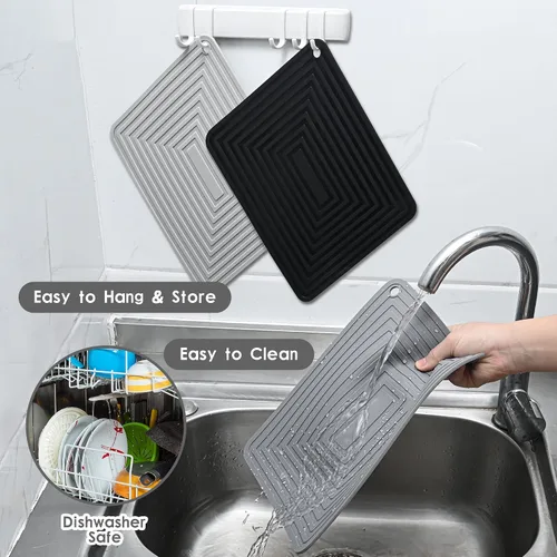 Vista 8 de Salvamanteles de silicona para platos calientes, ollas y sartenes, almohadillas calientes para cocina, soportes redondos de silicona para ollas