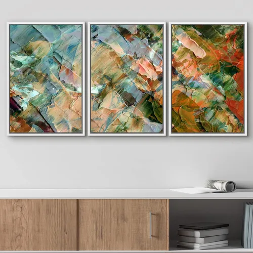 Vista 138 de wall26 Lienzo enmarcado para pared, juego de arte de acuarela pastel, paisaje rural, ilustraciones con formas abstractas, arte moderno, decorativo