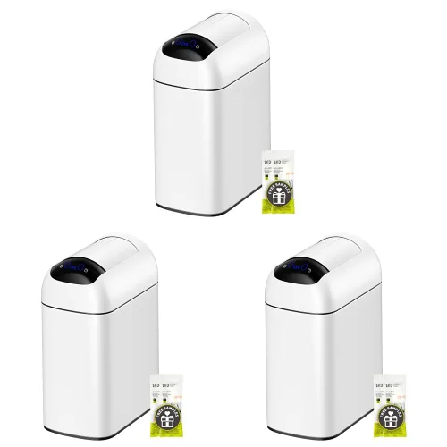 Vista 9 de EKO Astro Slim Basurero con sensor, 10L / 2.6 galones, papelera sin contacto con tapa de mariposa de cierre suave, papelera de acero inoxidable